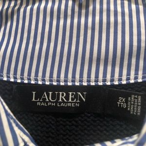 Ralph Lauren Navy Sweater with striped fake collar